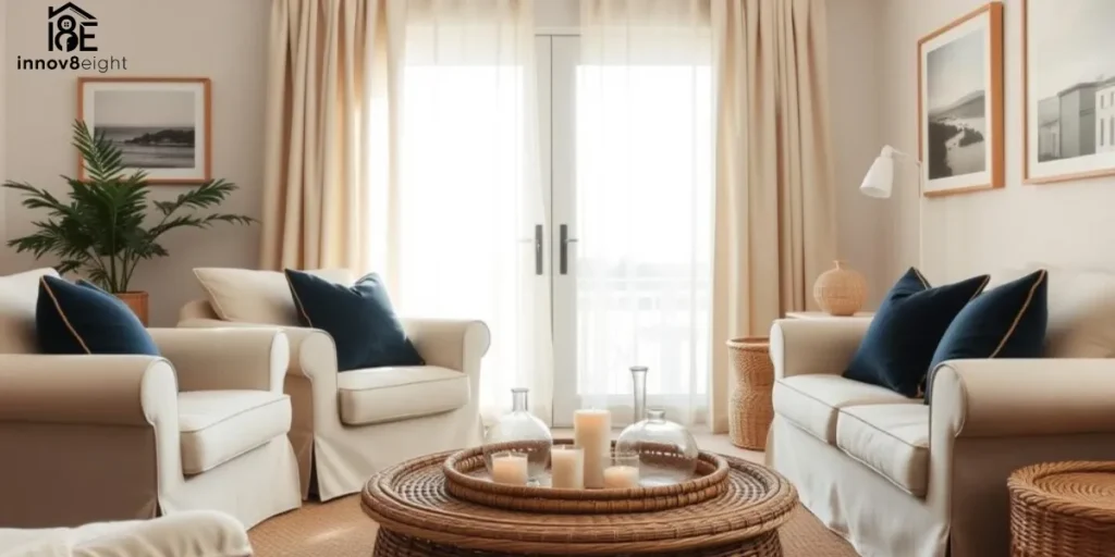 Home Summer Decor Beige Cream Dark Blue
